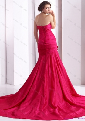 Elegant 2015 Prom Dress with Hand Made Flowers and Ruching