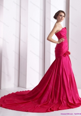 Elegant 2015 Prom Dress with Hand Made Flowers and Ruching