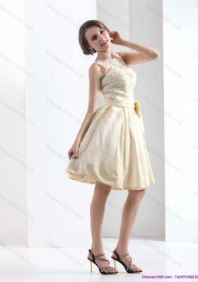 Elegant High Neck Prom Dresses with Ruching and Bowknot