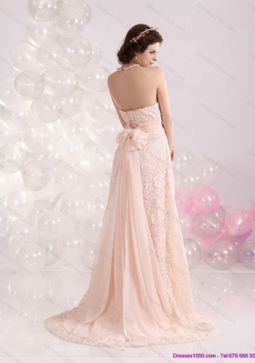 Elegant Strapless Sequins and Lace Prom Dress with Brush Train