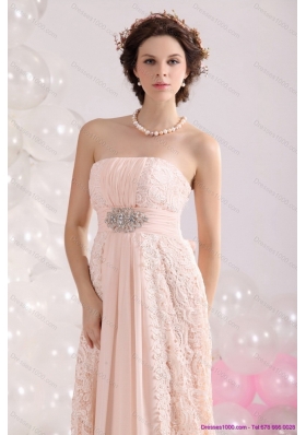 Elegant Strapless Sequins and Lace Prom Dress with Brush Train