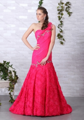 Exclusive Brush Train 2015 Prom Dress with Ruching and Beading