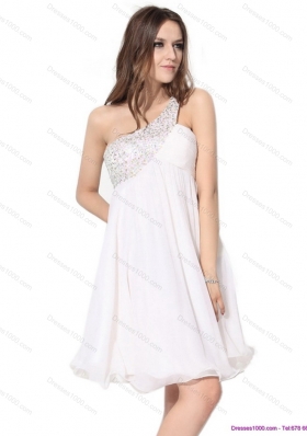 Free and Easy One Shoulder Beading Prom Dress in White