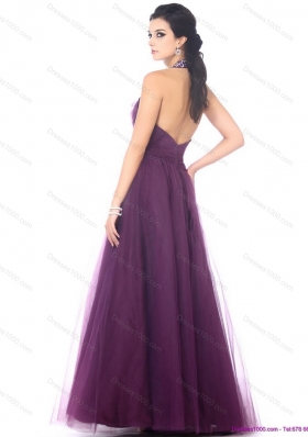 Gorgeous 2015 Halter Top Prom Dress with Ruching and Beading