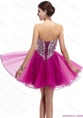 Sexy Fuchsia Sweetheart Prom Dresses with Rhinestone