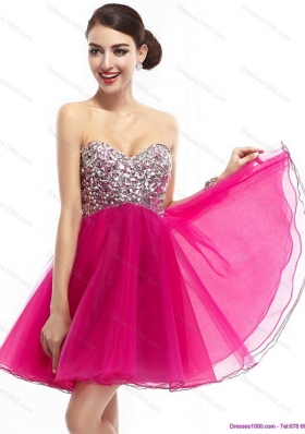 Sexy Fuchsia Sweetheart Prom Dresses with Rhinestone