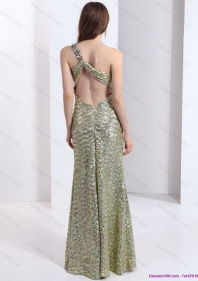 Sexy One Shoulder Floor Length Sequined Prom Dress for 2015