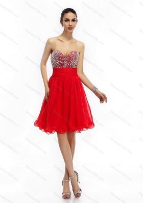 Sexy Sweetheart Short Prom Dresses with Rhinestones and Ruching