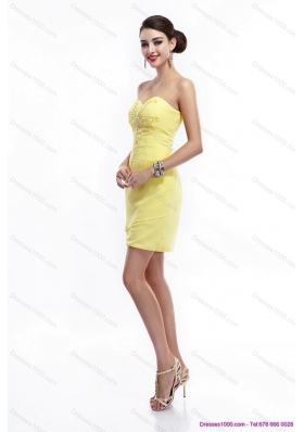 Short New Style Sweetheart Beading Yellow Prom Dress for 2015