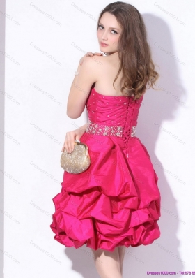 Short Perfect One Shoulder Beading Prom Dress with Pick Ups