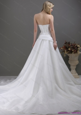 2015 Perfect Ruching and Beading Wedding Dress