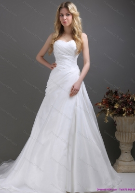 2015 Perfect Ruching and Beading Wedding Dress