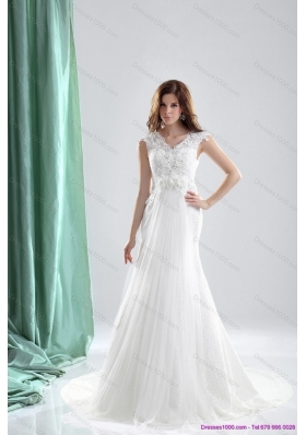 Perfect 2015 V Neck Wedding Dresses with Beading and and Ruching