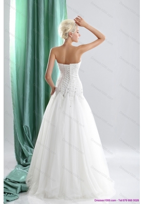 2015 Cheap Sweetheart Beaded Wedding Dresses in White