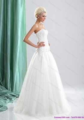 2015 Cheap Sweetheart Beaded Wedding Dresses in White