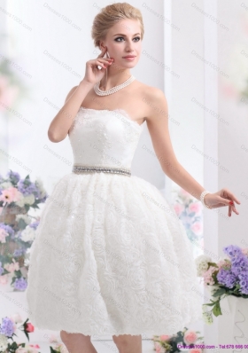 2015 Classical Strapless Wedding Dress with Knee Length