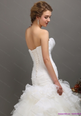 2015 Classical Sweetheart Wedding Dress with Ruching and Ruffles