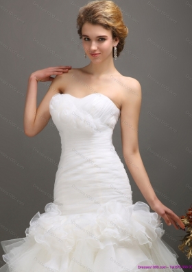 2015 Classical Sweetheart Wedding Dress with Ruching and Ruffles