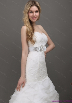 2015 Fashionable Sweetheart Mermaid Wedding Dress with Lace and Appliques