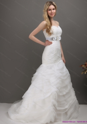 2015 Fashionable Sweetheart Mermaid Wedding Dress with Lace and Appliques
