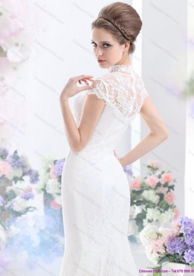 2015 Flirting High Neck Wedding Dress with Mermaid