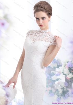 2015 Flirting High Neck Wedding Dress with Mermaid