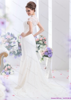 2015 Flirting High Neck Wedding Dress with Mermaid