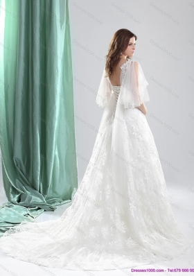 2015 New Style A Line Wedding Dress with Beading and Lace