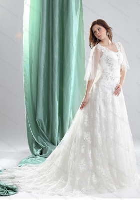 2015 New Style A Line Wedding Dress with Beading and Lace