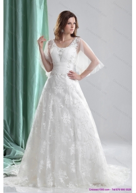 2015 New Style A Line Wedding Dress with Beading and Lace