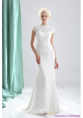 2015 New Style High Neck Wedding Dresses with Lace