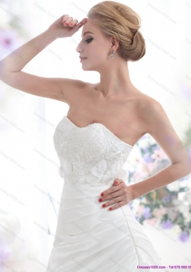 2015 New Style Strapless Wedding Dress with Lace and Ruching