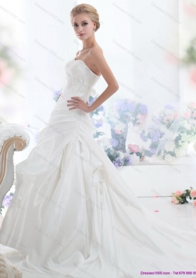 2015 New Style Strapless Wedding Dress with Lace and Ruching