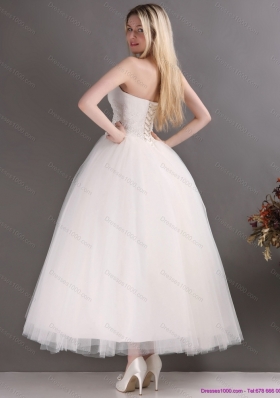 2015 New Style Sweetheart Ankle Length Lace Wedding Dress