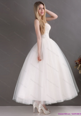 2015 New Style Sweetheart Ankle Length Lace Wedding Dress