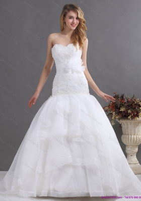 2015 New Style Sweetheart Wedding Dress with Brush Train