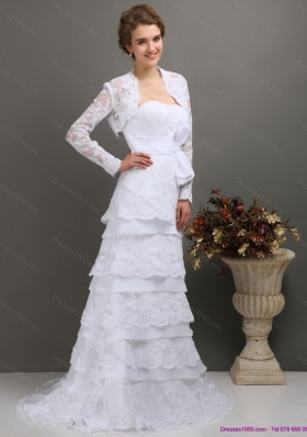 2015 New Style Sweetheart Wedding Dress with Lace and Bowknot