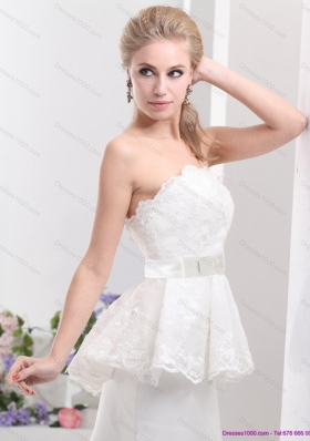 2015 New Style Sweetheart Wedding Dress with Lace and Bowknot