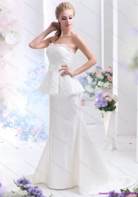 2015 New Style Sweetheart Wedding Dress with Lace and Bowknot