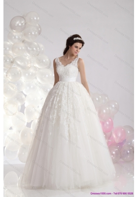 2015 Perfect A Line Lace Wedding Dress with Floorl Length