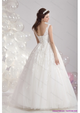 2015 Perfect A Line Lace Wedding Dress with Floorl Length