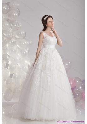 2015 Perfect A Line Lace Wedding Dress with Floorl Length