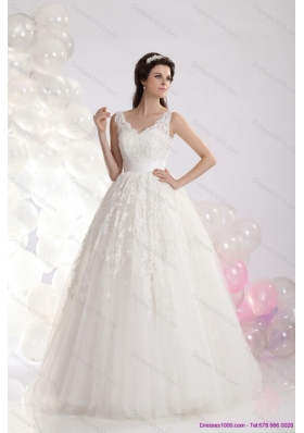 2015 Perfect A Line Lace Wedding Dress with Floorl Length