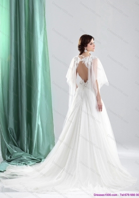 2015 Perfect Straps Wedding Dress with Beading