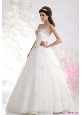 2015 Perfect Sweetheart A Line Wedding Dress with Beadings