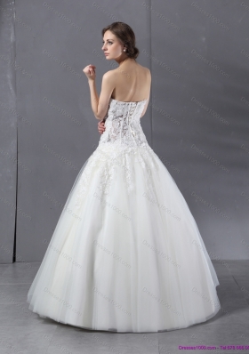 2015 Perfect Sweetheart Lace Wedding Dress with Floor Length