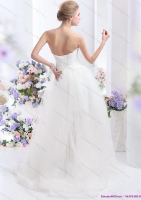 2015 Perfect Sweetheart Wedding Dress with Lace and Sash