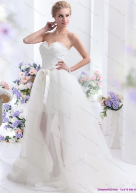 2015 Perfect Sweetheart Wedding Dress with Lace and Sash