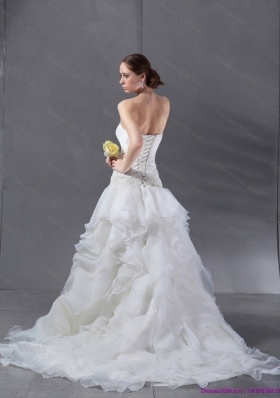 2015 Popular A Line Strapless Wedding Dress with Ruffles