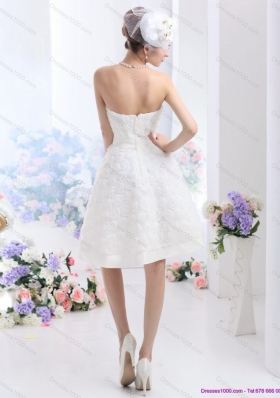 Cheap White Strapless Wedding Gowns with Bownot and Rolling Fowers